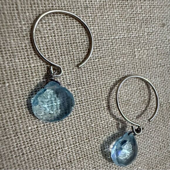 DAINTY BLUE DROP EARRINGS – STERLING-LOOK HANDMADE STYLE - Picture 13 of 17